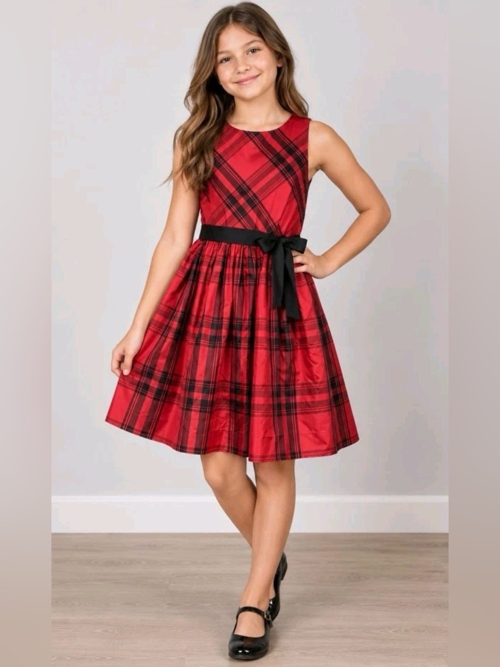Polo Ralph Lauren Girls Red Tartan Plaid Dress Size 10 Belted Holiday Christmas